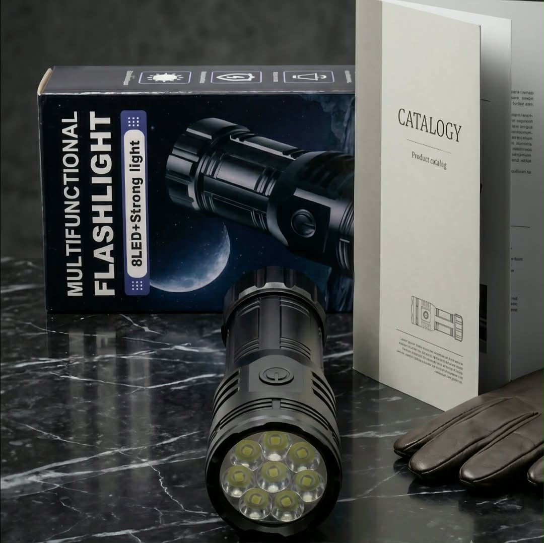 Messenger_creation_235F3EB5-1E77-4E10-A209-A85C45482BCE Super Bright Multifunctional Flashlight (8 LED) - Image 1